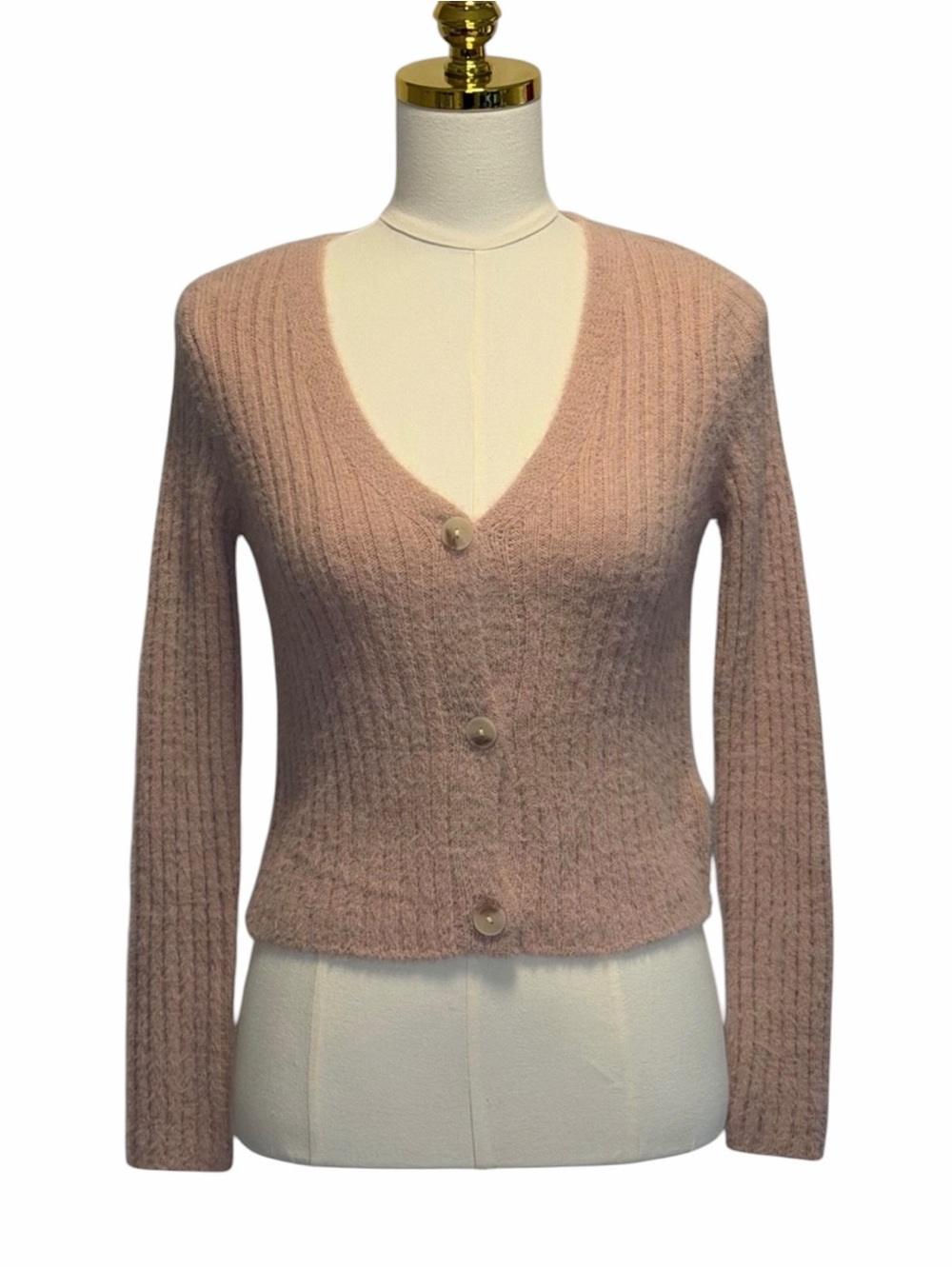 Sincerely Jules Pink Cardigan Sweater XS Cropped Button Front Soft Knit Coquette
